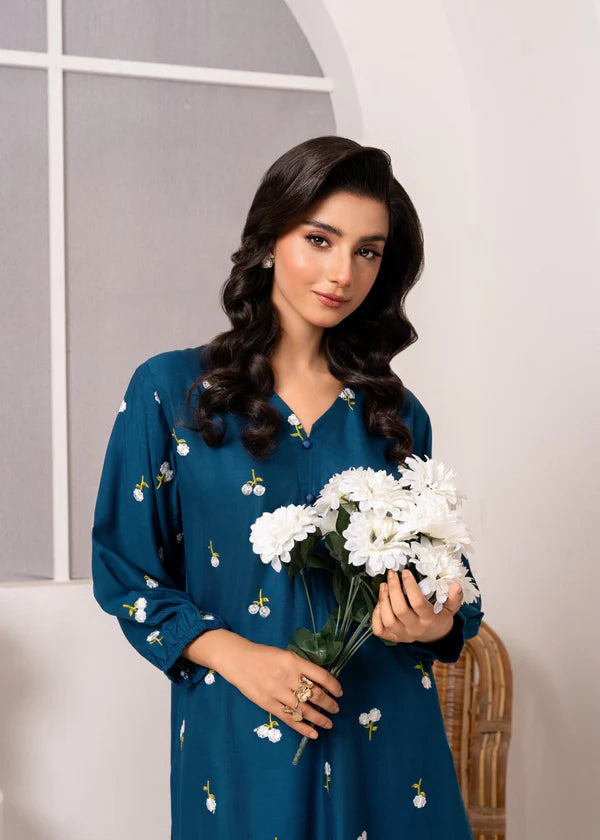 Floral (teal ) 2PC-Embroidered-Haveli