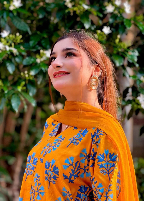 Iris (mustard) 2PC-Printed-Haveli