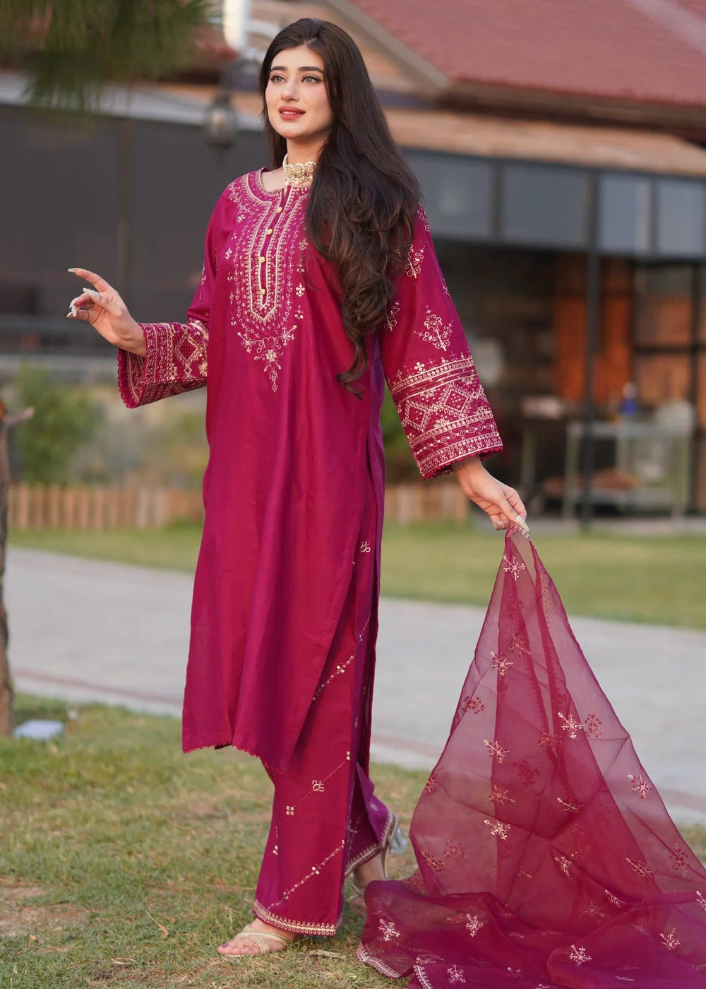Mirha 3PC-Embroidered -Haveli