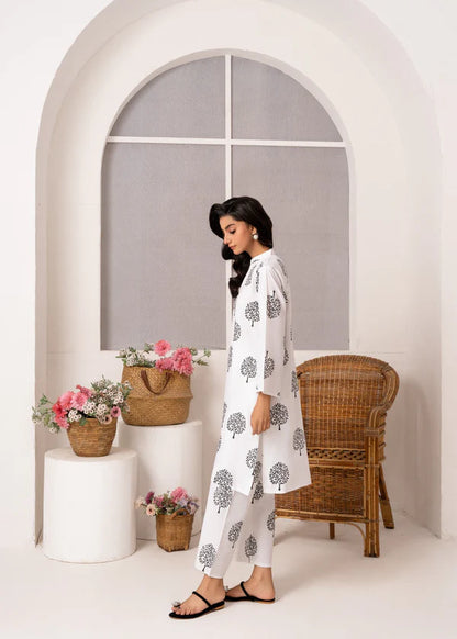 Tree (White) 2PC-Printed-Haveli