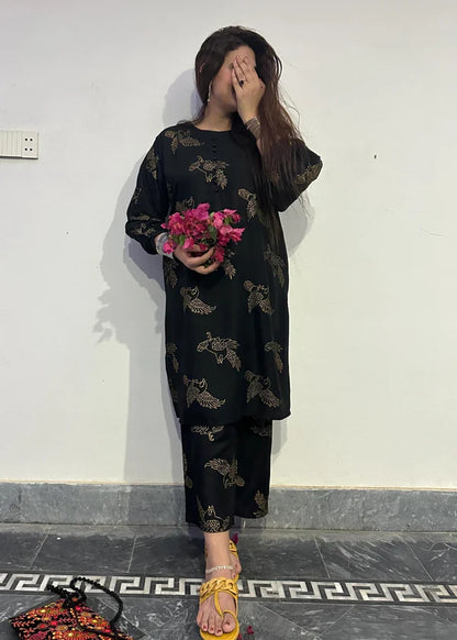 Sparrow (Black) 2PC-Printed-Haveli
