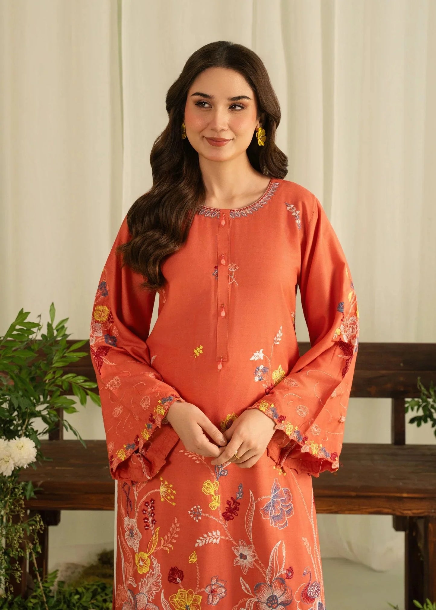 Sahrosh (Orange) 2PC - Embroidered