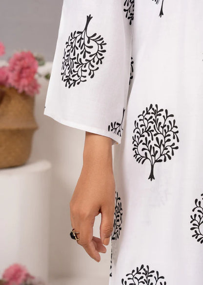 Tree (White) 2PC-Printed-Haveli