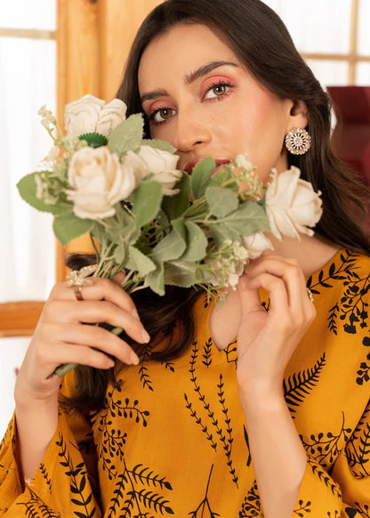 Leave (mustard ) 2PC-Printed-Haveli
