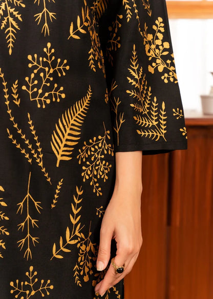 Leave (Black) 2PC-Printed-Haveli