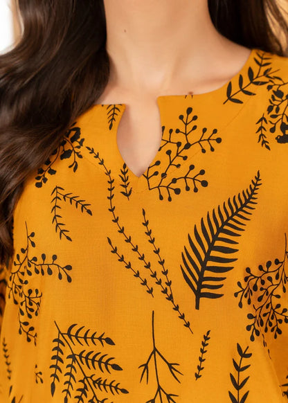 Leave (mustard ) 2PC-Printed-Haveli