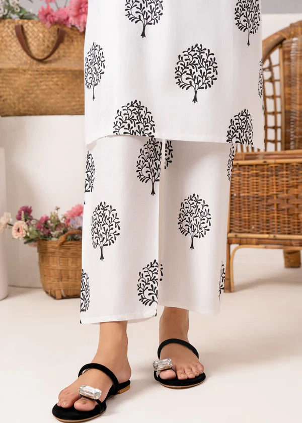 Tree (White) 2PC-Printed-Haveli