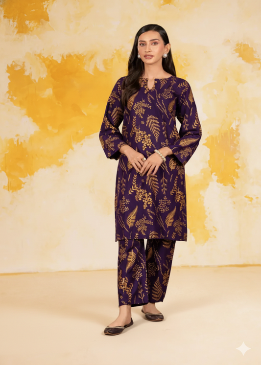 Leave Purple 2PC - Printed